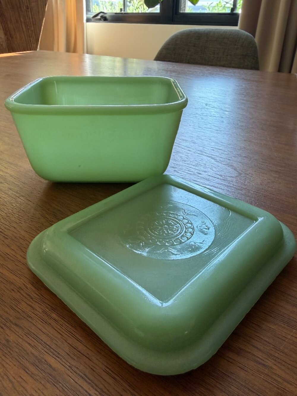 Fire King Jadeite Philbe Refrigerator Dish c1950